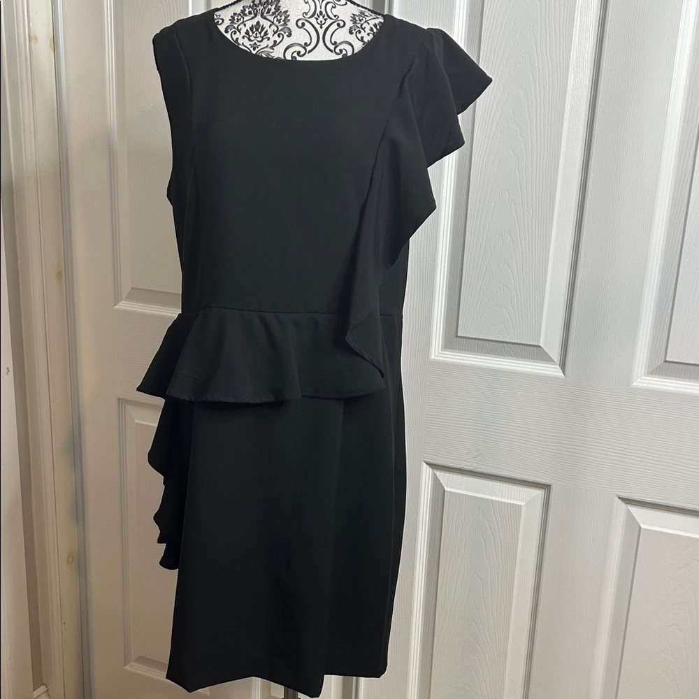 True Envy Formal Side Ruffle Elegant‎ Black Ruffle Dress 14